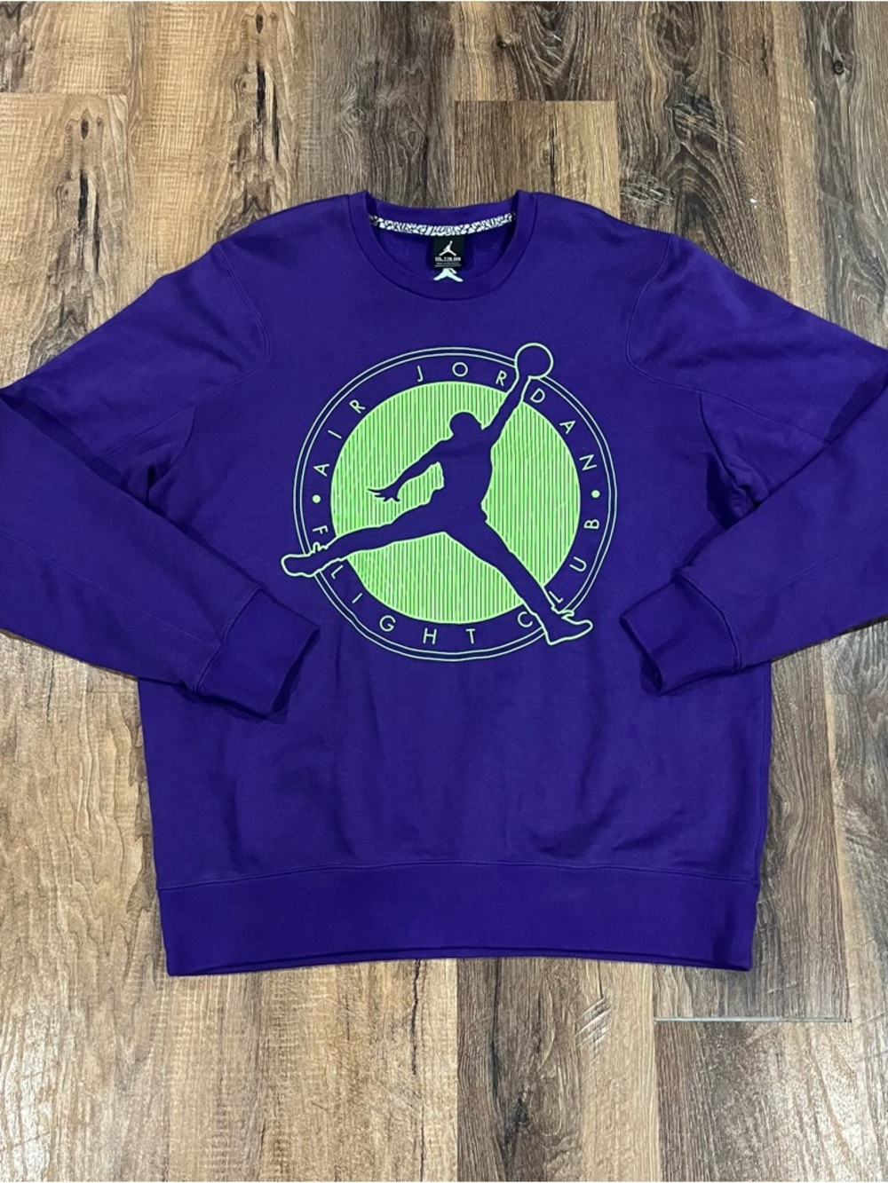 Air Jordan Flight Club Crewneck Sweatshirt Mens 2XL Purple Lime 585544-547